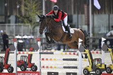 Jules Denutte en Laure Tijskens op het Grand Prix-podium in Compiègne