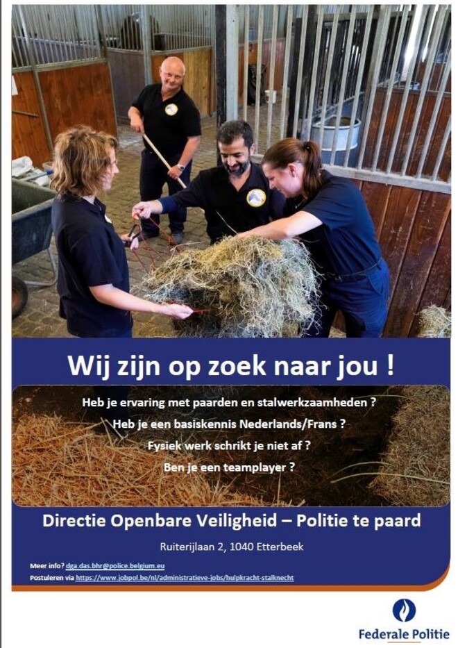Federale Politie zoekt stalmedewerkers
