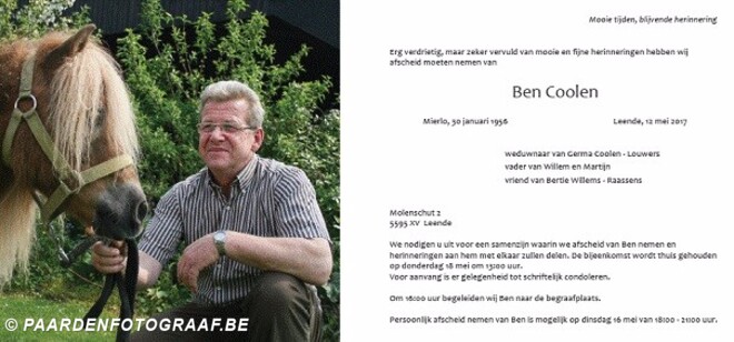 Overlijden Ben Coolen