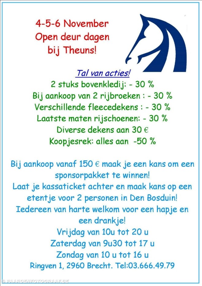 4-5-6 november opendeurdagen bij Theuns!